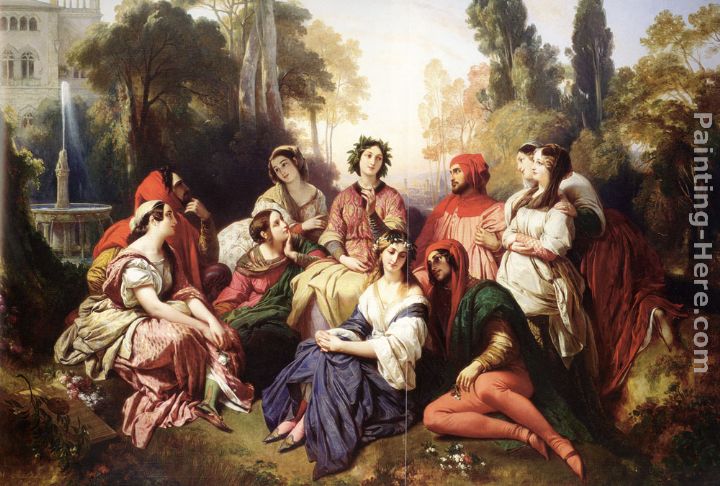 The Decameron painting - Franz Xavier Winterhalter The Decameron art painting